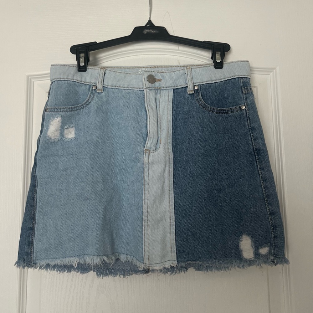 Wonder Nation Color Block Denim Mini Skirt (sz kids L 10-12, fits 0 perfectly)